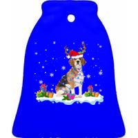 Santa Beagle Funny Lights Santa Reindeer Dog Lover Xmas Cute Gift Ceramic Bell Ornament