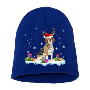 Santa Beagle Funny Lights Santa Reindeer Dog Lover Xmas Cute Gift Short Acrylic Beanie