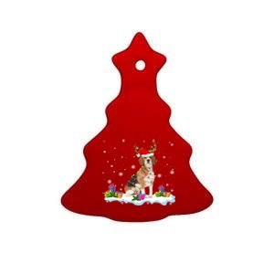 Santa Beagle Funny Lights Santa Reindeer Dog Lover Xmas Cute Gift Ceramic Tree Ornament