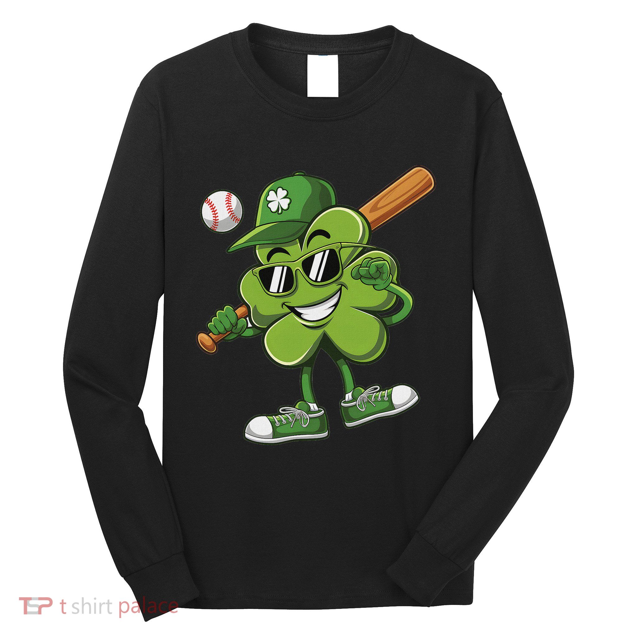 Shamrock Baseball Funny St Patricks Day Long Sleeve Shirt