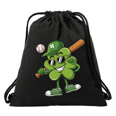Shamrock Baseball Funny St Patricks Day Drawstring Bag