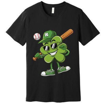Shamrock Baseball Funny St Patricks Day Premium T-Shirt