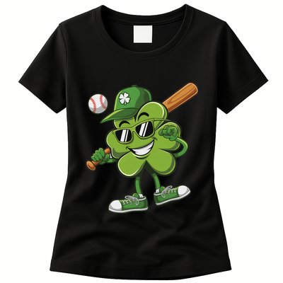 Shamrock Baseball Funny St Patricks Day Womens T-Shirt