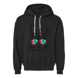 Sunglass Bunny Face Tie Dye Happy Easter Day Garment-Dyed Fleece Hoodie