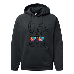 Sunglass Bunny Face Tie Dye Happy Easter Day Performance Fleece Hoodie