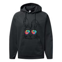 Sunglass Bunny Face Tie Dye Happy Easter Day Performance Fleece Hoodie