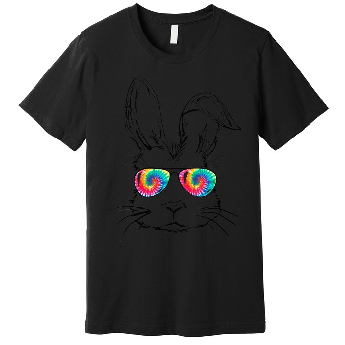 Sunglass Bunny Face Tie Dye Happy Easter Day Premium T-Shirt