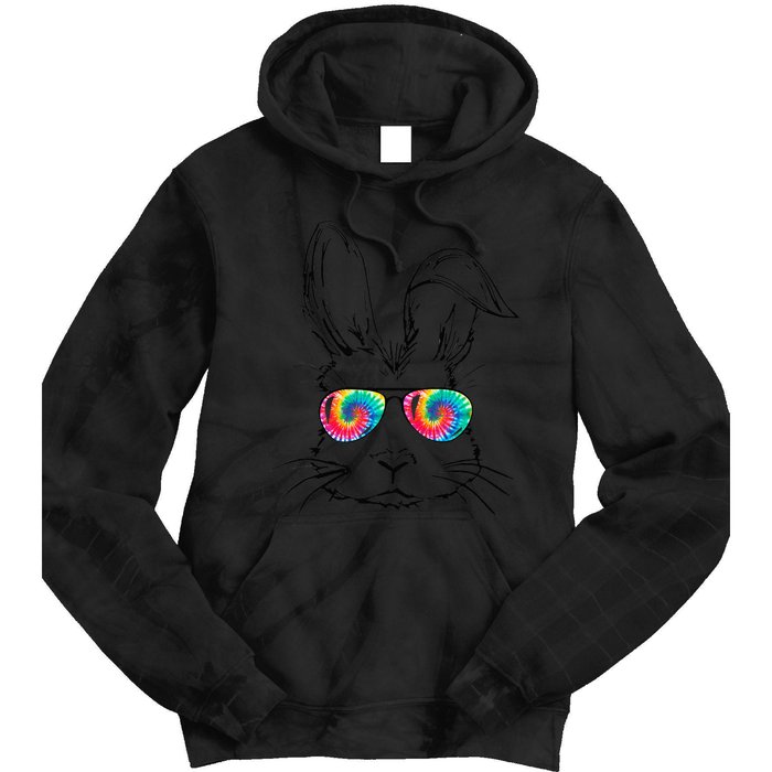 Sunglass Bunny Face Tie Dye Happy Easter Day Tie Dye Hoodie