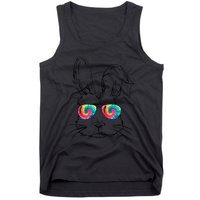 Sunglass Bunny Face Tie Dye Happy Easter Day Tank Top