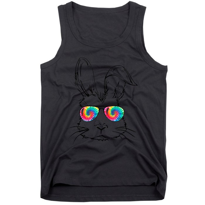 Sunglass Bunny Face Tie Dye Happy Easter Day Tank Top