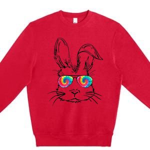 Sunglass Bunny Face Tie Dye Happy Easter Day Premium Crewneck Sweatshirt