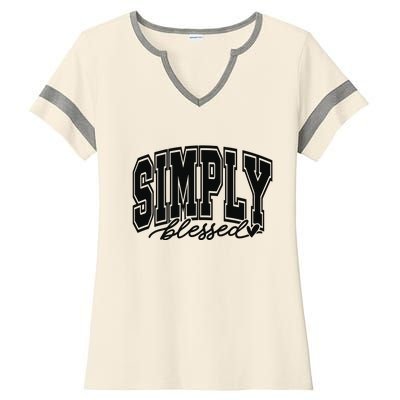 Simply Blessed Faith Christian Religious Jesus Ladies Halftime Notch Neck Tee