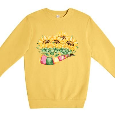 Sunflower Bunch Flower Beautiful Fragrance Funny Gift Premium Crewneck Sweatshirt