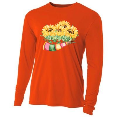 Sunflower Bunch Flower Beautiful Fragrance Funny Gift Cooling Performance Long Sleeve Crew