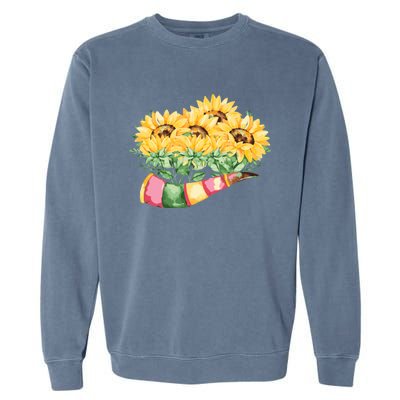 Sunflower Bunch Flower Beautiful Fragrance Funny Gift Garment-Dyed Sweatshirt