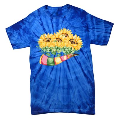 Sunflower Bunch Flower Beautiful Fragrance Funny Gift Tie-Dye T-Shirt