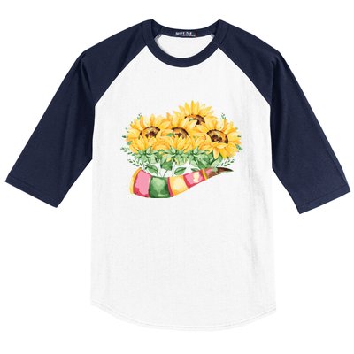 Sunflower Bunch Flower Beautiful Fragrance Funny Gift Baseball Sleeve Shirt