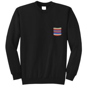 Serape Blanket Fake Pocket For Mexican Fiesta Tall Sweatshirt