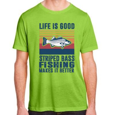 Striped Bass Fishing Gifts Saltwater Fish Striped Bass Adult ChromaSoft Performance T-Shirt