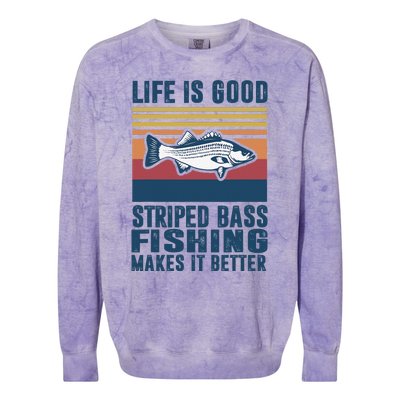 Striped Bass Fishing Gifts Saltwater Fish Striped Bass Colorblast Crewneck Sweatshirt