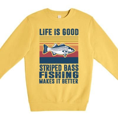 Striped Bass Fishing Gifts Saltwater Fish Striped Bass Premium Crewneck Sweatshirt