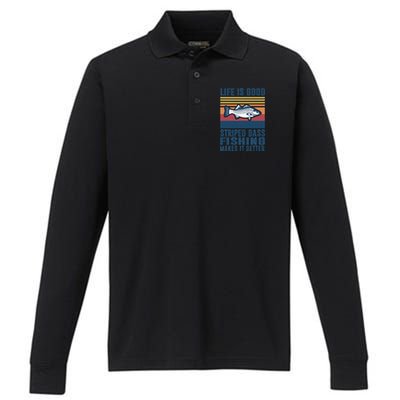 Striped Bass Fishing Gifts Saltwater Fish Striped Bass Performance Long Sleeve Polo