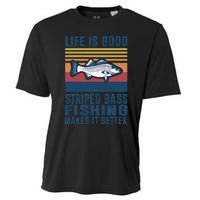 Striped Bass Fishing Gifts Saltwater Fish Striped Bass Cooling Performance Crew T-Shirt