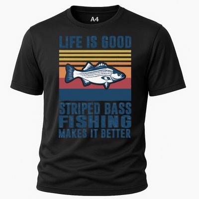 Striped Bass Fishing Gifts Saltwater Fish Striped Bass Cooling Performance Crew T-Shirt