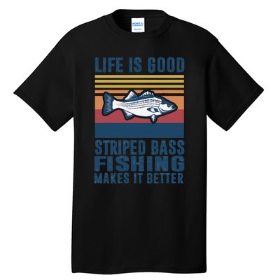 Striped Bass Fishing Gifts Saltwater Fish Striped Bass Tall T-Shirt