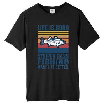 Striped Bass Fishing Gifts Saltwater Fish Striped Bass Tall Fusion ChromaSoft Performance T-Shirt