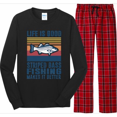 Striped Bass Fishing Gifts Saltwater Fish Striped Bass Long Sleeve Pajama Set