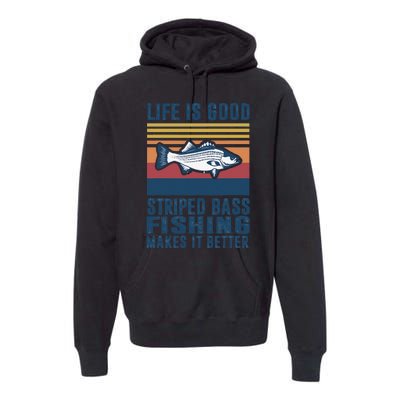 Striped Bass Fishing Gifts Saltwater Fish Striped Bass Premium Hoodie