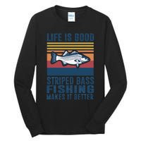 Striped Bass Fishing Gifts Saltwater Fish Striped Bass Tall Long Sleeve T-Shirt