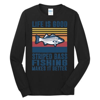 Striped Bass Fishing Gifts Saltwater Fish Striped Bass Tall Long Sleeve T-Shirt