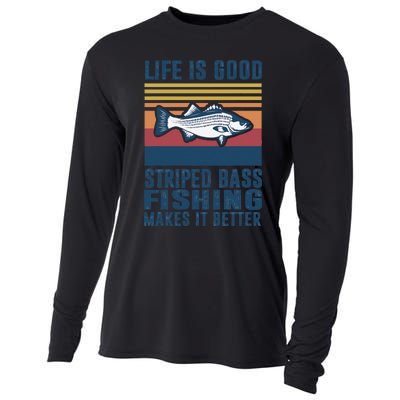 Striped Bass Fishing Gifts Saltwater Fish Striped Bass Cooling Performance Long Sleeve Crew