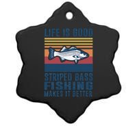 Striped Bass Fishing Gifts Saltwater Fish Striped Bass Ceramic Star Ornament