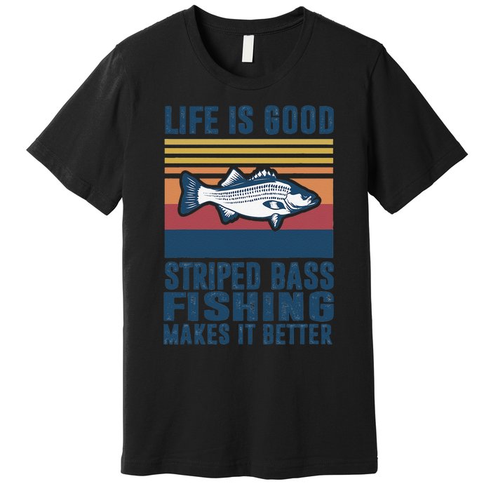 Striped Bass Fishing Gifts Saltwater Fish Striped Bass Premium T-Shirt