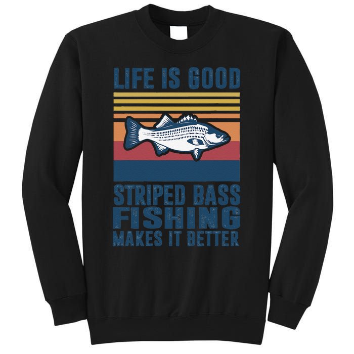 Striped Bass Fishing Gifts Saltwater Fish Striped Bass Tall Sweatshirt