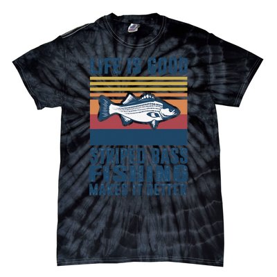 Striped Bass Fishing Gifts Saltwater Fish Striped Bass Tie-Dye T-Shirt