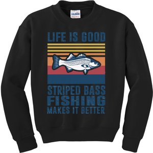 Striped Bass Fishing Gifts Saltwater Fish Striped Bass Kids Sweatshirt