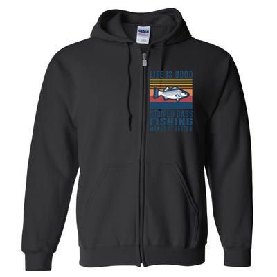 Striped Bass Fishing Gifts Saltwater Fish Striped Bass Full Zip Hoodie