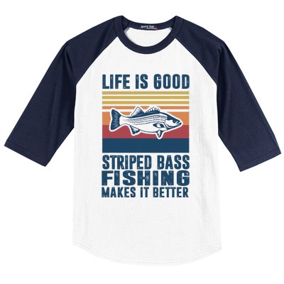 Striped Bass Fishing Gifts Saltwater Fish Striped Bass Baseball Sleeve Shirt