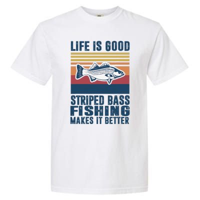 Striped Bass Fishing Gifts Saltwater Fish Striped Bass Garment-Dyed Heavyweight T-Shirt