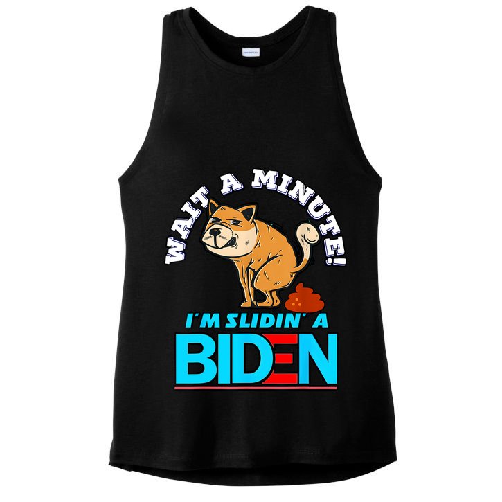 Slidin Biden Funny Dog Trump Political Sarcasm Ladies PosiCharge Tri-Blend Wicking Tank