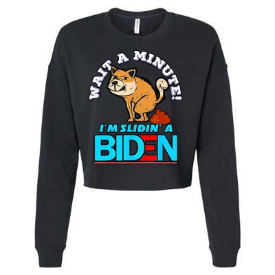 Slidin Biden Funny Dog Trump Political Sarcasm Cropped Pullover Crew