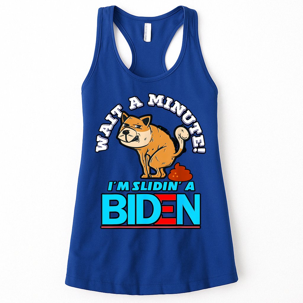 Slidin Biden Funny Dog Trump Political Sarcasm Womens Tank Top