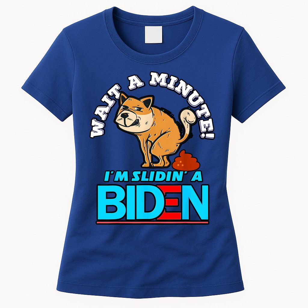 Slidin Biden Funny Dog Trump Political Sarcasm Womens T-Shirt