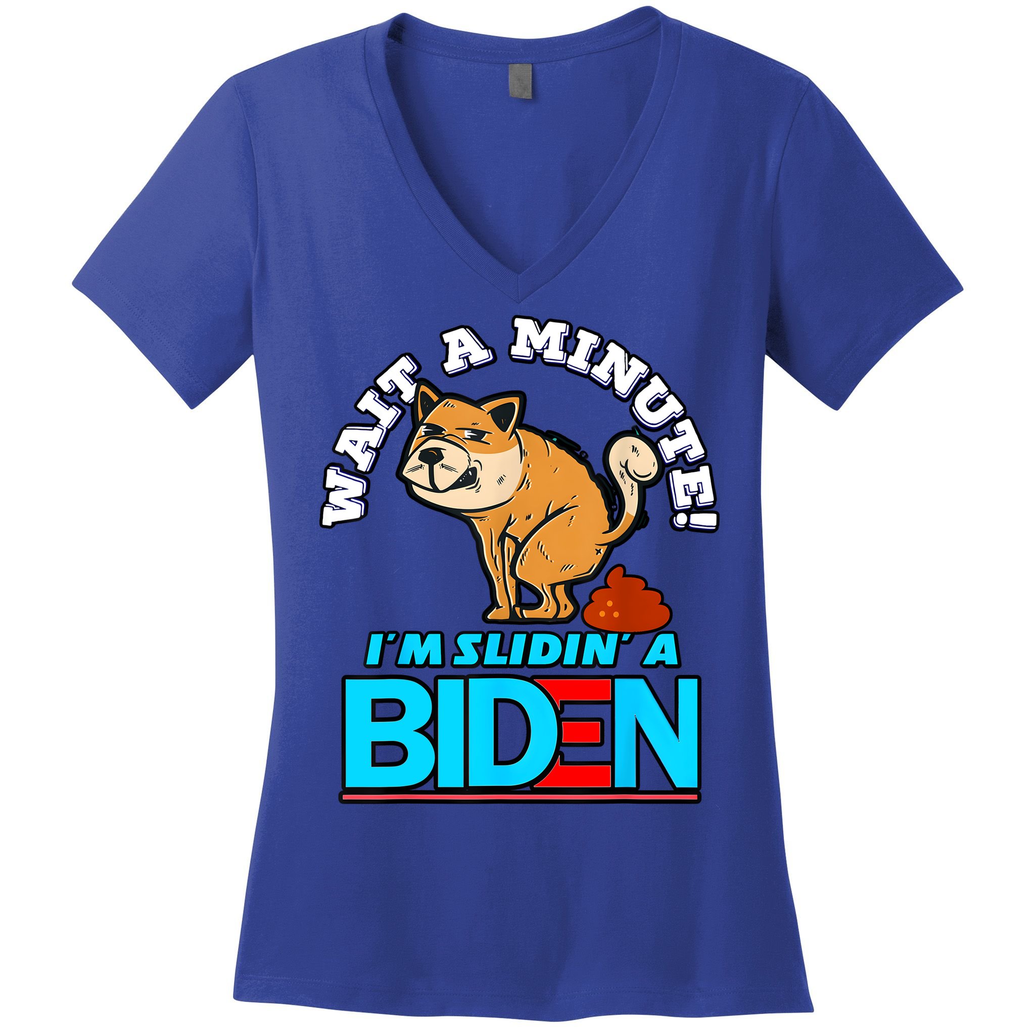 Slidin Biden Funny Dog Trump Political Sarcasm Women's V-Neck T-Shirt