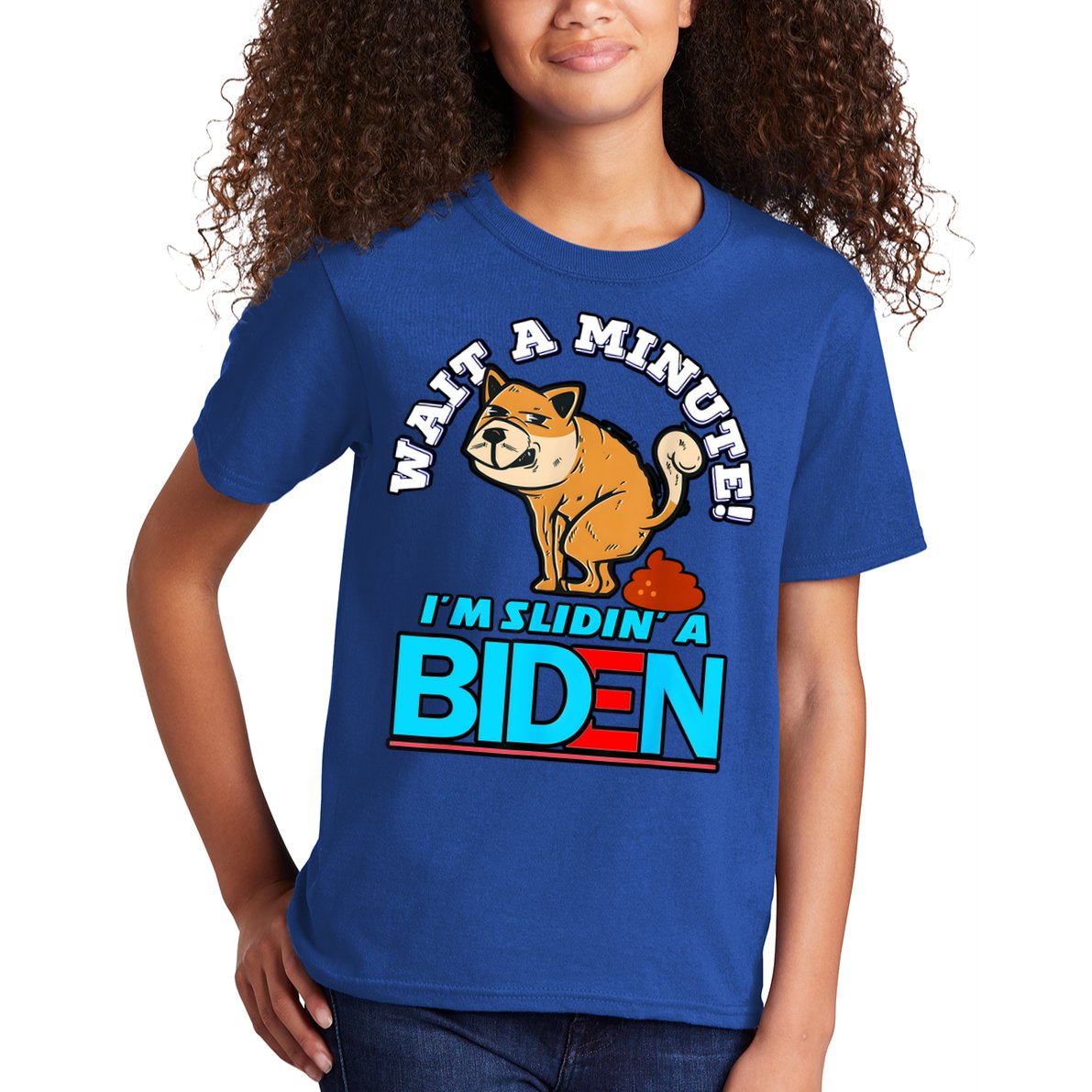Slidin Biden Funny Dog Trump Political Sarcasm Kids T-Shirt