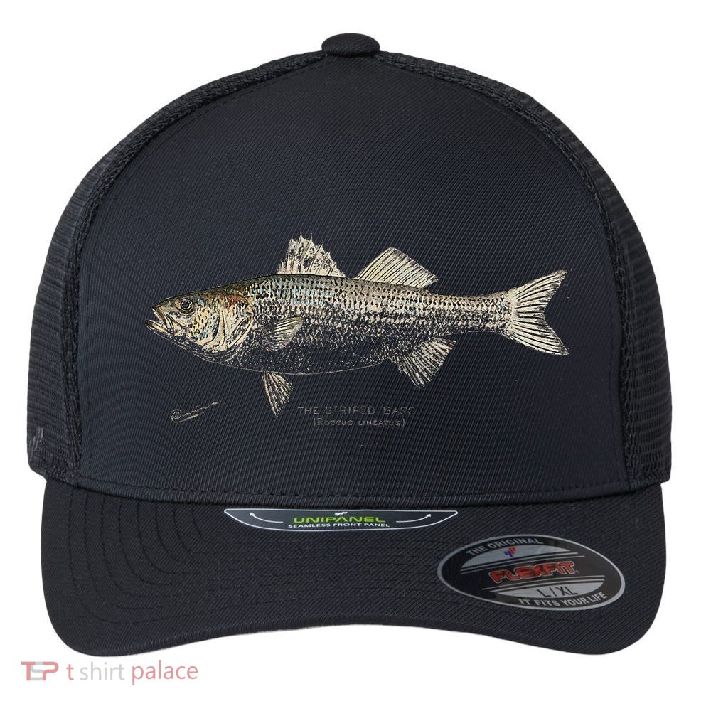 Striped Bass Fishing Flexfit Unipanel Trucker Cap